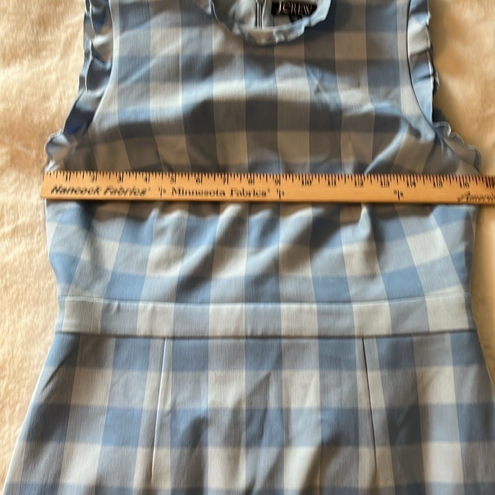 New! J. Crew Ruffle-trim sheath dress in gingham stretch crepe Blue Size 4 NWT‎ - Picture 12 of 16